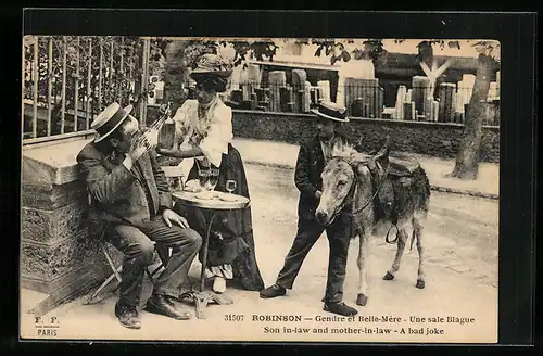 AK Robinson, Strassenszene mit Esel