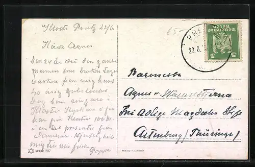 AK Bernhardiner mit einem kleinen schwarzen Welpen