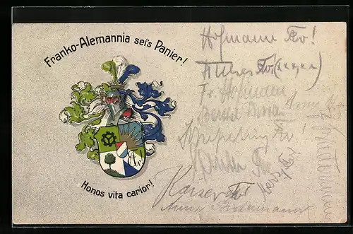 Präge-AK Franko-Alemannia sei`s Panier, Studentenwappen