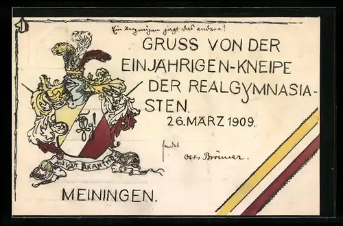 AK Meiningen, Einjährigen Kneipe der Realgymnasiasten 1909, Studentenwappen