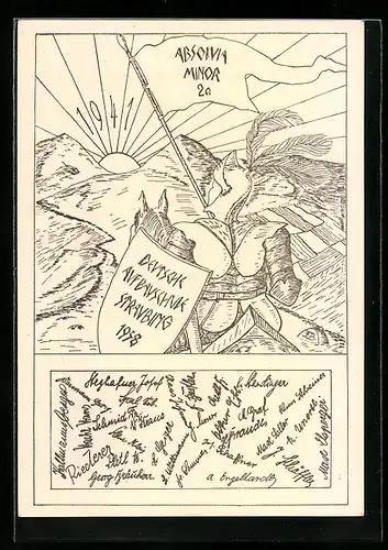Künstler-AK Straubing, Absolvia Minor 2a, Deutsche Aufbauschule Straubing 1938