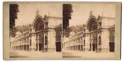 Stereo-Fotografie K. Maloch, Prag, Ansicht Marienbad, Blick auf die Neue Colonnade