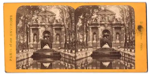 Stereo-Fotografie Robert Kiddy, Bedlington, Ansicht Paris, vue de la fontaine Medicis Luxembourg