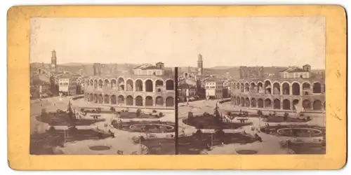 Stereo-Fotografie unbekannter Fotograf, Ansicht Verona, Blick auf die Arena von Verona