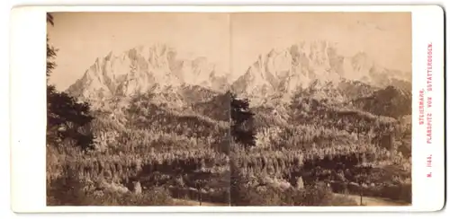 Stereo-Fotografie Alois Beer, Klagenfurt, Ansicht Gstatterboden, Blick auf die Planspitz vom Ort aus gesehen