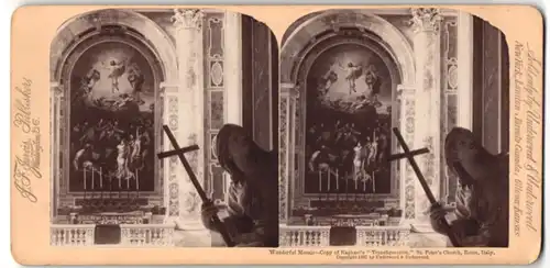 Stereo-Fotografie J. F. Jarvis, Washington D.C., Ansicht Rom, Mosaik Kunstwerk in der St. Peter Kirche