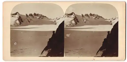 Stereo-Fotografie E. Dromond, Vevey, Ansicht Aletschgletscher, Galcier d`Aletsch et Jungfrau, 1913