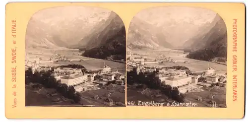 Stereo-Fotografie Gabler, Interlaken, Ansicht Engelberg, Blick auf den Ort mit Hotels und Spannoeter