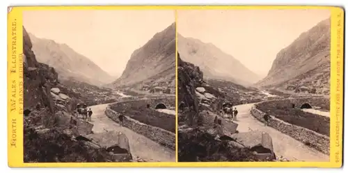 Stereo-Fotografie Francis Bedford, Ansicht Llanberis, the Pass from above the Bridge