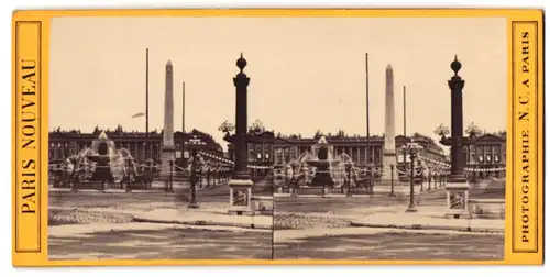 Stereo-Fotografie N. C., Paris, Ansicht Paris, Place de la Concorde mit Obelisk