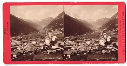 Stereo-Fotografie Würthle & Sohn, Salzburg, Ansicht Gossensass, Blick auf den Ort mit Kirche