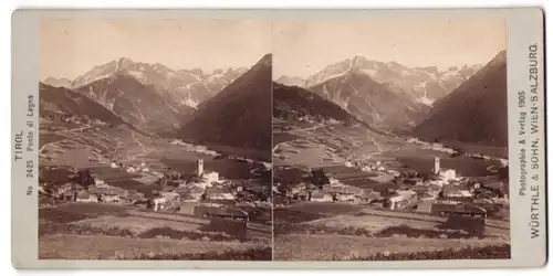 Stereo-Fotografie Würthle & Sohn, Salzburg, Ansicht Ponte di Legno, Blick auf den Ort mit Alpenpanorama