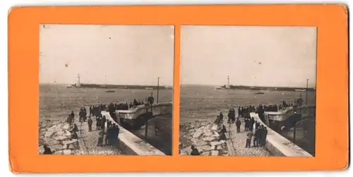 Stereo-Fotografie unbekannter Fotograf, Ansicht Marseille, La Jetee, Leuchtturm