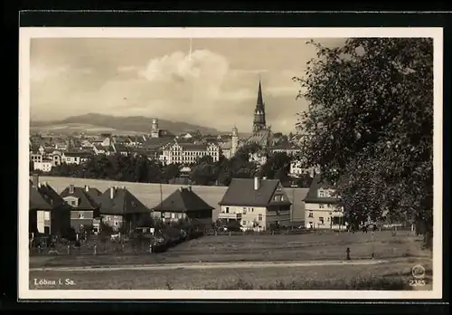 AK Löbau i. Sa., Ortsansicht aus der Ferne