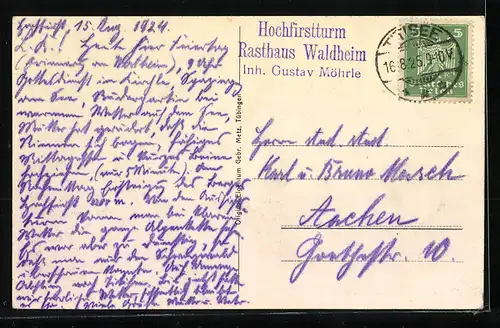 AK Hochfirst /Schwarzw., Gasthaus Rasthaus Waldheim und Aussichtsturm