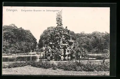 AK Erlangen, Emigranten-Brunnen im Schlossgarten