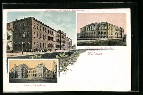 AK Karlsruhe, Technische Hochschule Friedericiani, Elektrotechnisches Institut, Aula u. Hörsaalbau