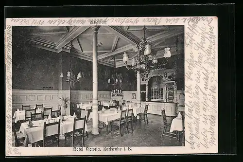 AK Karlsruhe i. B., Restaurant im Hotel Victoria