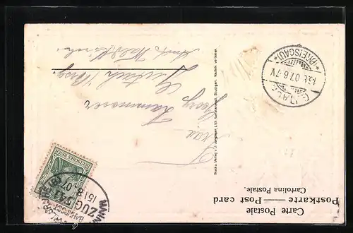 AK Karlsruhe i. B., Ortsansicht aus der Vogelschau