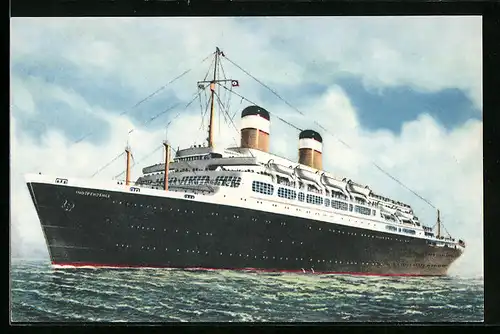 Künstler-AK Passagierschiff Inpedendence in der Bugansicht