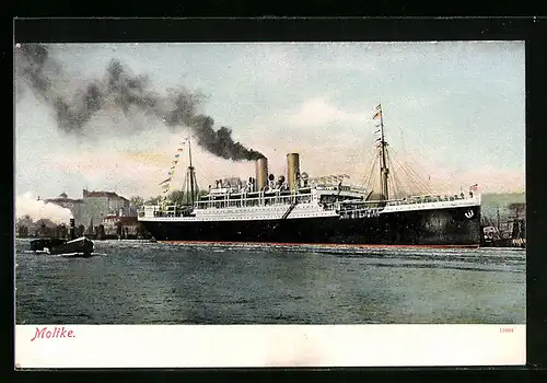 AK Passagierschiff Moltke am Hafen