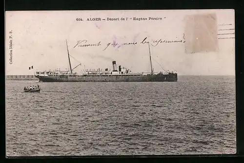 AK Alger, Depart de l` Eugen Péreire, Passagierschiff