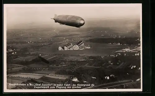 AK Friedrichshafen a. B., Luftschiff LZ127 Graf Zeppelin in voller Fahrt