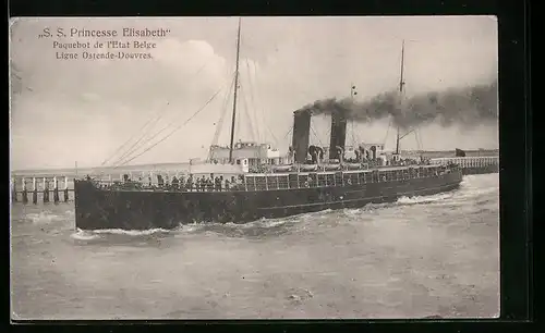 AK Passagierschiff SS Princesse Elisabeth, Paquebot de l`Etat Belge