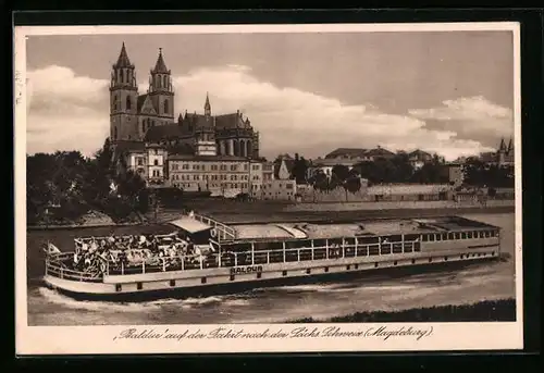 AK Magdeburg, Dampfer Baldur auf der Elbe
