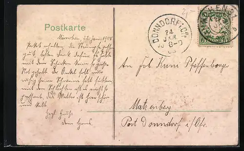 AK München, Max Joseph-Platz, Residenz mit Strassenbahn und Droschen