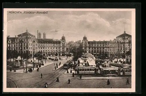 AK München, Karlstor-Rondell mit Strassenbahnen