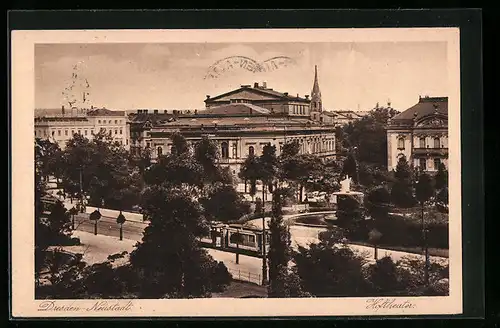 AK Dresden-Neustadt, Strassenbahn und Hoftheater