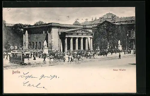 AK Berlin, Strassenbahn neben der Neuen Wache