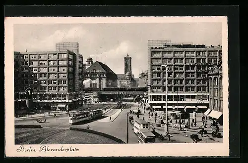 AK Berlin, Strassenbahnen und Omnibusse am Alexanderplatz
