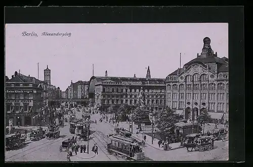 AK Berlin, Strassenbahnen am Alexanderplatz