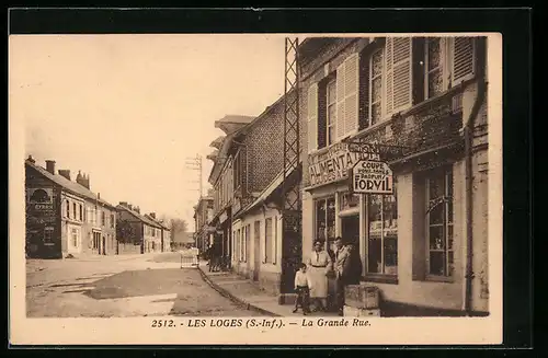 AK Les Loges, La Grande Rue, Strassenpartie