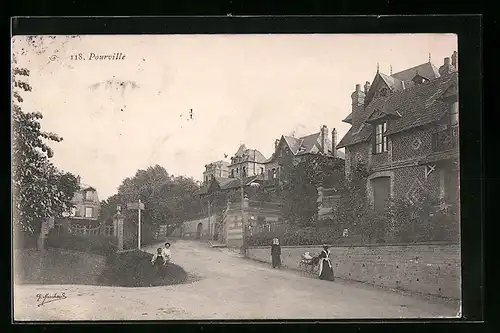 AK Pourville, Une rue, Strassenpartie