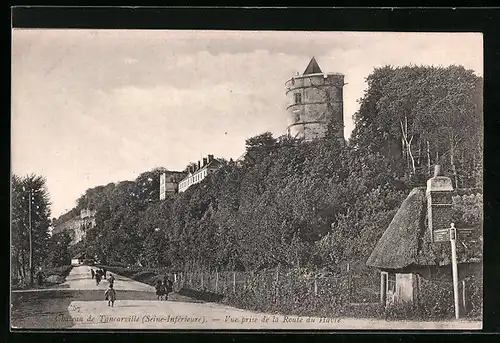 AK Tancarville, le Chateau, vue prise de la Route du Havre