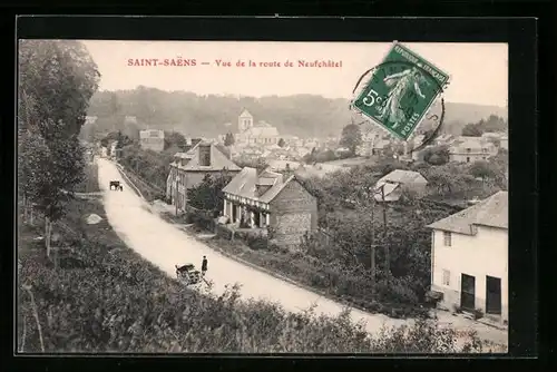 AK Saint-Saens, Vue de la route de Neufchatel