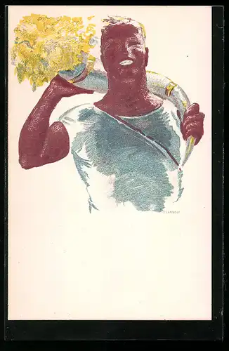 Künstler-AK Luzern, 59. Eidg. Turnfest 1928, Turner mit Füllhorn