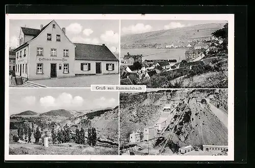 AK Rammelsbach, Gasthaus Hermann Bier, Ortsansicht mit Gewässer, Ortspartien