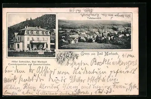 AK Bad Marbach, Hotel Schneider, Totalansicht aus der Vogelschau