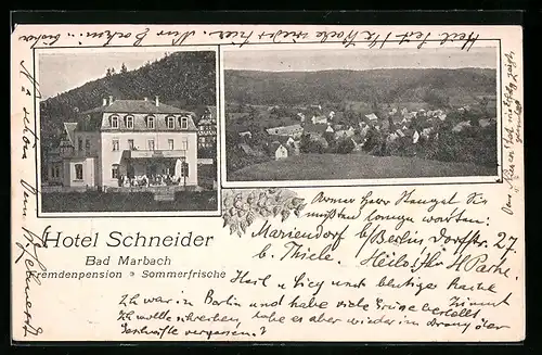 AK Bad Marbach, Hotel Schneider, Gesamtansicht aus der Vogelschau