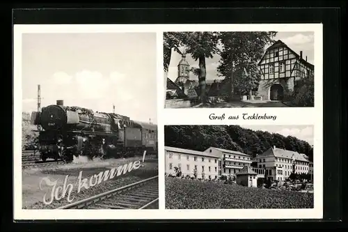 AK Tecklenburg, Sanatorium, Eisenbahn, Partie an der Legge