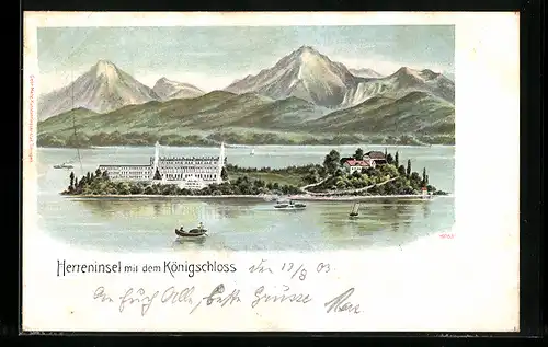 AK Herreninsel, Gesamtansicht mit dem Königsschloss