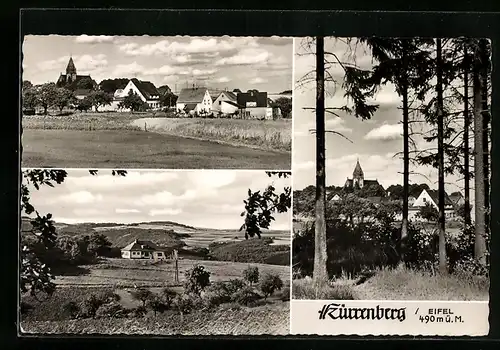 AK Kürrenberg /Eifel, Ortsansicht mit Kirche