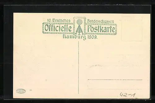 AK Hamburg, 16. Deutsches Bundesschiessen 1909, Festzug, Entstehung des Hafens