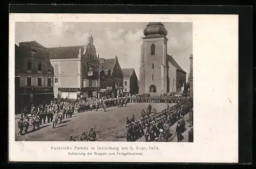 AK Insterburg, Russische Parade am 5. September 1914