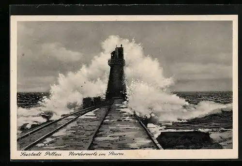 AK Pillau, Nordermole im Sturm