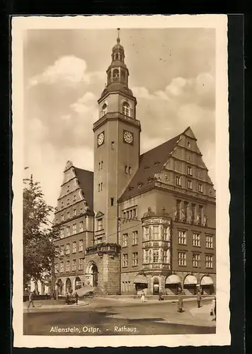AK Allenstein, Rathaus mit Strassenkreuzung